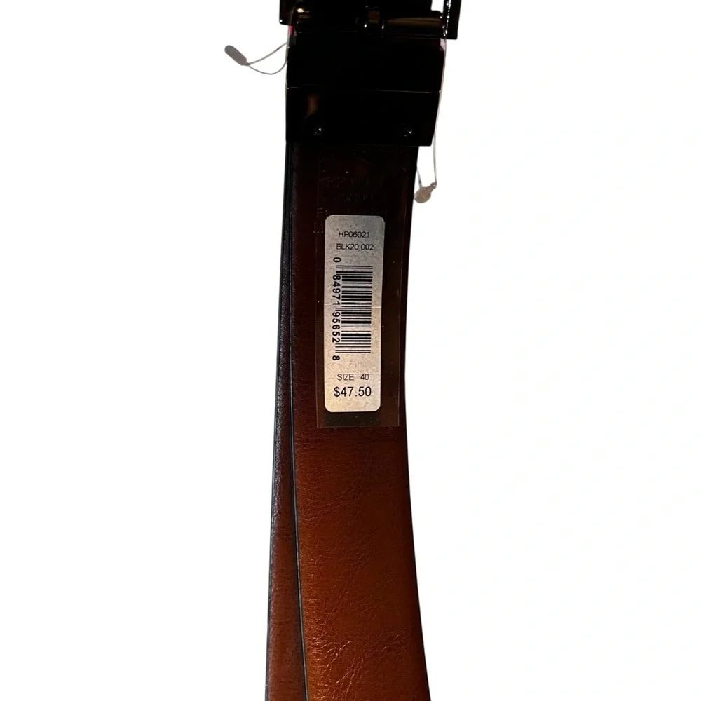New With Tag Perry Ellis Vegan Leather Reversible Belt Size 40 Black Brown